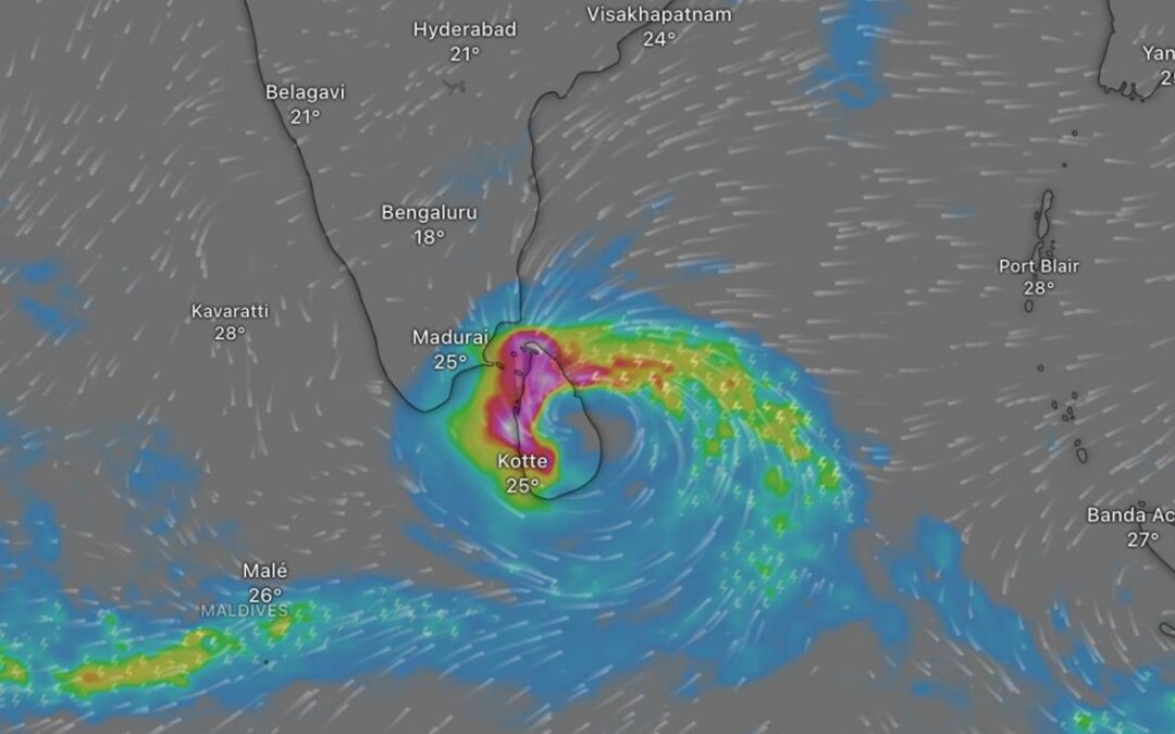 ප්‍රචණ්ඩකාරී දිට්වා ඉදිරි පැය 48 දී තමිල්නාඩුවට ඇතුළු වෙයි