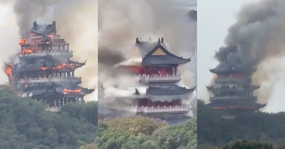 වසර 1500ක් පැරණි චීන විහාරයක් ගිනි ගෙන විනාශ වෙයි