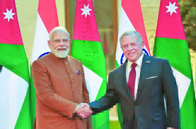Indian Prime Minister Narendra Modi and Jordan’s King Abdullah reach agreement to                                     take action against terrorism